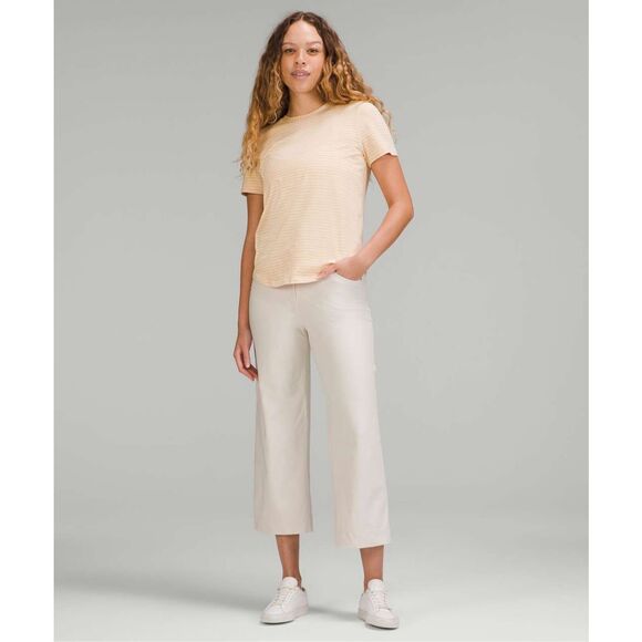 LULULEMON Women’s Prosecco and White Striped Love Crew T-Shirt Size 6 - Picture 3 of 9